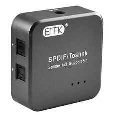EMK 1 Ingresso 3 Uscita Audio Ottico Digitale Adattatore Splitter SPDIF Toslink (Grigio Argento)