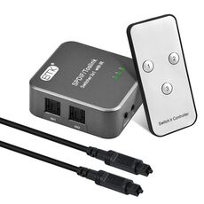 Commutatore audio ottico digitale 3x1 EMK SPDIF / TosLink con controller IR (grigio)