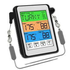 CH-212 Termometro da cucina con griglia intelligente con schermo a colori a doppia sonda, colore: retroilluminazione colorata