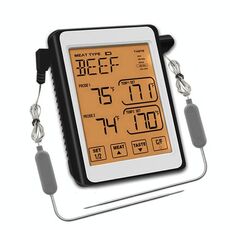CH-212 Termometro da cucina con griglia intelligente con schermo a doppia sonda, colore: retroilluminazione arancione
