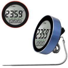 Misurazione della temperatura ambiente 3 in 1 + Misurazione del cibo con sonda + Termometro multifunzione con funzione conto alla rovescia (blu)