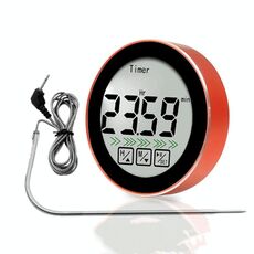 Misurazione della temperatura ambiente 3 in 1 + Misurazione del cibo con sonda + Termometro multifunzione con funzione conto alla rovescia (rosso)