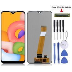 Schermo LCD originale PLS TFT (cavo flessibile largo) per Samsung Galaxy A01 (nero)