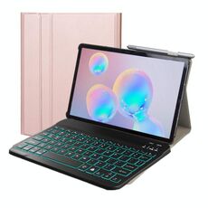 ST500 per Samsung Galaxy Tab A7 T500 / T505 10,4 pollici 2020 Custodia in pelle con tastiera Bluetooth rimovibile ultrasottile con supporto, funzione sleep e retroilluminazione (oro rosa)