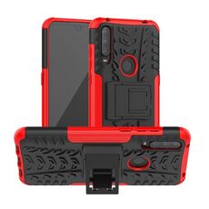 Per Alcatel 3L (2020) Custodia protettiva antiurto in TPU antiurto per pneumatici + custodia protettiva per PC con supporto (rosso)