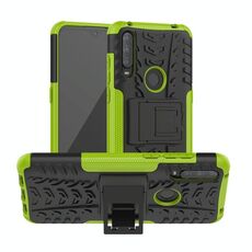 Per Alcatel 3L (2020) Custodia protettiva antiurto in TPU antiurto per pneumatici + custodia protettiva per PC con supporto (verde)