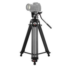 PULUZ Videocamera professionale Heavy Duty Treppiede in lega di alluminio con testa di trascinamento fluido per fotocamera DSLR / SLR, altezza regolabile: 80-160 cm (nero)