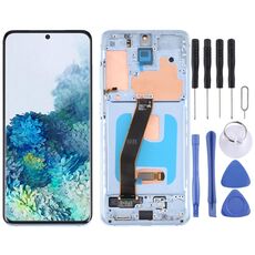 Schermo LCD AMOLED dinamico originale per Samsung Galaxy S20 4G SM-G980 Digitizer Assemblaggio completo con cornice (blu)