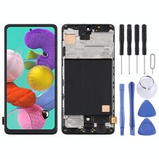 Schermo LCD in materiale TFT e digitalizzatore Assemblaggio completo con cornice, non supporta l'identificazione delle impronte digitali per Samsung Galaxy A51 4G (nero)