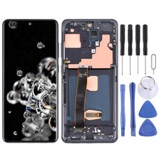 Schermo LCD originale Super AMOLED per Samsung Galaxy S20 Ultra 4G/S20 Ultra 5G Digitizer Assemblaggio completo con cornice (nero)