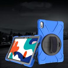 Per Huawei MatePad 10.4 Custodia protettiva antiurto in silicone colorato + PC con supporto e cinturino per impugnatura (blu)