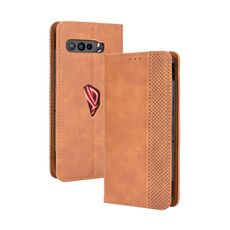 Per Asus ROG Phone 3 ZS661KS Fibbia magnetica Retro Crazy Horse Texture Custodia in pelle a vibrazione orizzontale, con supporto, slot per schede e cornice per foto (marrone)