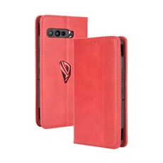 Per Asus ROG Phone 3 ZS661KS Fibbia magnetica Retro Crazy Horse Texture Custodia in pelle con vibrazione orizzontale, con supporto, slot per schede e cornice per foto (rosso)