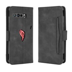 Per Asus ROG Phone 3 ZS661KS Custodia in pelle modello pelle di vitello stile portafoglio pelle con slot per scheda separato (nero)