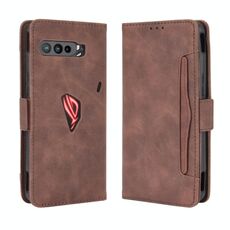 Per Asus ROG Phone 3 ZS661KS Custodia in pelle con motivo a portafoglio in pelle di vitello effetto pelle ， con slot per schede separato (marrone)
