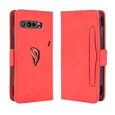 Per Asus ROG Phone 3 ZS661KS Custodia in pelle con motivo a portafoglio in pelle di vitello effetto pelle ， con slot per schede separato (rosso)