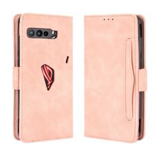 Per Asus ROG Phone 3 ZS661KS Custodia in pelle con motivo a portafoglio in pelle di vitello effetto pelle ， con slot per schede separato (rosa)