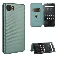 Per BlackBerry Keyone Custodia in fibra di carbonio con struttura magnetica orizzontale Flip TPU + PC + Custodia in pelle PU con slot per scheda (verde)