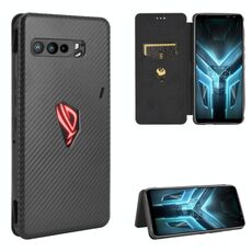 Per Asus ROG Phone 3 ZS661KS Fibra di carbonio Texture Flip orizzontale magnetico TPU + PC + Custodia in pelle PU con slot per scheda (nero)