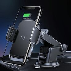 X7 Supporto per ventosa con supporto per staffa a gravità per telefono cellulare con ricarica wireless per auto (nero)