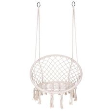 Sedia da altalena intrecciata in corda di cotone singola per interni (beige)