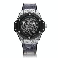 CAGARNY 6868 Quadrante geometrico poligonale al quarzo con doppio movimento Orologio da uomo con cinturino in TPU (cintura grigia con guscio nero)