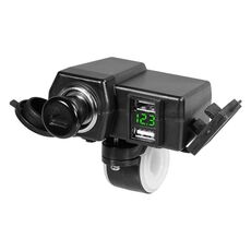 Caricabatteria da auto Dual USB per auto da moto con interfaccia accendisigari Caricabatteria da auto con display digitale multifunzione, Stile: Luce verde DYUK