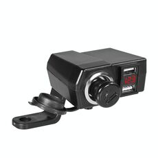Caricabatteria da auto Dual USB per auto da moto con interfaccia accendisigari Caricabatteria da auto con display digitale multifunzione, Stile: DYUK-2 Luce rossa