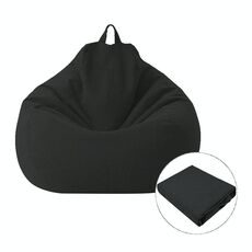 Lazy Sofa Bean Bag Chair Fodera in tessuto, dimensioni: 80x90cm (nero)