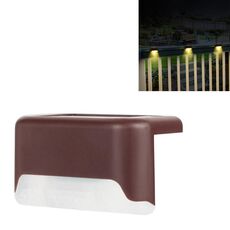 4 PCS Luce solare per ringhiera per scale Luce per esterni impermeabile LED Luce per gradini Decorazione da giardino Luce per paesaggio, Luce bianca calda (Marrone)