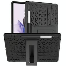Per Samsung Galaxy Tab S7 Lite T730 / T735 e S7 + T970 / T976b Texture di pneumatici TPU antiurto TPU + custodia protettiva PC con supporto (nero)
