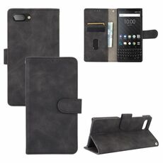 Per BlackBerry KEY2 Tinta unita Pelle Feel Fibbia magnetica Flip orizzontale Custodia in pelle di vitello PU Custodia in pelle con supporto e slot per schede e portafoglio (nero)