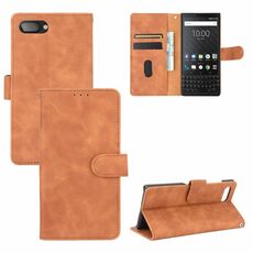 Per BlackBerry KEY2 Tinta unita Pelle Feel Fibbia magnetica Flip orizzontale Custodia in pelle PU con struttura in pelle di vitello con supporto e slot per schede e portafoglio (marrone)