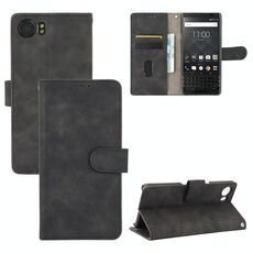 Per BlackBerry Keyone Tinta unita Pelle Feel Fibbia magnetica Flip orizzontale Custodia in pelle PU con struttura in pelle di vitello con supporto e slot per schede e portafoglio (nero)