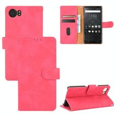 Per BlackBerry Keyone Tinta unita Pelle Feel Fibbia magnetica Flip orizzontale Custodia in pelle PU con struttura in pelle di vitello con supporto e slot per schede e portafoglio (rosa rossa)
