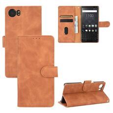 Per BlackBerry Keyone Tinta unita Pelle Feel Fibbia magnetica Flip orizzontale Custodia in pelle di vitello PU con supporto e slot per schede e portafoglio (marrone)