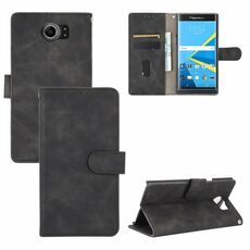 Per BlackBerry Priv Tinta unita Pelle Feel Fibbia magnetica Flip orizzontale Custodia in pelle di vitello PU con supporto e slot per schede e portafoglio (nero)