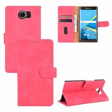 Per BlackBerry Priv Tinta unita Pelle Feel Fibbia magnetica Flip orizzontale Custodia in pelle PU con struttura in pelle di vitello con supporto e slot per schede e portafoglio (rosa rossa)