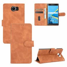 Per BlackBerry Priv Tinta unita Pelle Feel Fibbia magnetica Flip orizzontale Custodia in pelle di vitello PU con supporto e slot per schede e portafoglio (marrone)