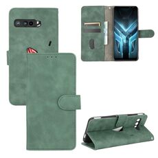 Per ASUS ROG Phone 3 ZS661KS Tinta unita Pelle Feel Fibbia magnetica Flip orizzontale Custodia in pelle PU con supporto, slot per schede e portafoglio (verde)
