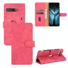 Per ASUS ROG Phone 3 ZS661KS Tinta unita Pelle Feel Fibbia magnetica Flip orizzontale Custodia in pelle PU con custodia, slot per schede e portafoglio (rosa rossa)