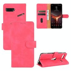 Per ASUS ROG Phone II ZS660KL Tinta unita Pelle Feel Fibbia magnetica Flip orizzontale Custodia in pelle PU con supporto, slot per schede e portafoglio (rosa rossa)