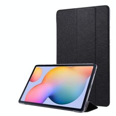 Per Samsung Galaxy Tab S8 + / TAB S8 PLUS / TAB S7 FE / TAB S7 + / T970 Struttura in seta Tre volte in pelle orizzontale in pelle orizzontale con supporto e penna slot (nero)