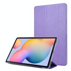 Per Samsung Galaxy Tab S8 + / TAB S8 PLUS / TAB S7 FE / TAB S7 + / T970 Texture di seta Custodia in pelle orizzontale a tre volte con supporto e slot da penna (viola)