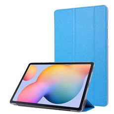 Per Samsung Galaxy Tab S8 + / TAB S8 PLUS / TAB S7 FE / TAB S7 + / T970 Texture di seta Tre flip in pelle orizzontale con titolare e slot da penna (cielo blu)