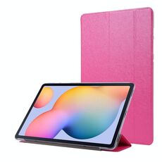 Per Samsung Galaxy Tab S8 + / TAB S8 PLUS / TAB S7 FE / TAB S7 + / T970 Struttura in seta Tre volte in pelle orizzontale in pelle con supporto e penna (rose rossa)