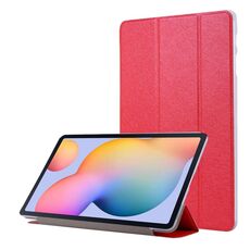 Per Samsung Galaxy Tab S8 + / TAB S8 PLUS / TAB S7 FE / TAB S7 + / T970 Texture di seta Tre volte in pelle orizzontale in pelle orizzontale con supporto e slot a penna (rosso)