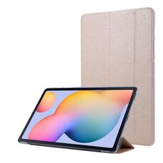 Per Samsung Galaxy Tab S8 + / TAB S8 PLUS / TAB S7 FE / TAB S7 + / T970 Texture di seta Custodia in pelle orizzontale a tre volte con supporto e slot da penna (oro)