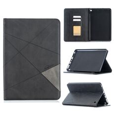 Per Amazon Kindle Fire HD8 (2020) Custodia in pelle magnetica a vibrazione orizzontale con struttura a rombi con supporto e slot per schede (nero)
