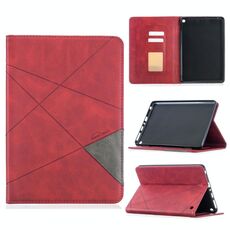 Per Amazon Kindle Fire HD8 (2020) Custodia in pelle magnetica a vibrazione orizzontale con struttura a rombi con supporto e slot per schede (rosso)